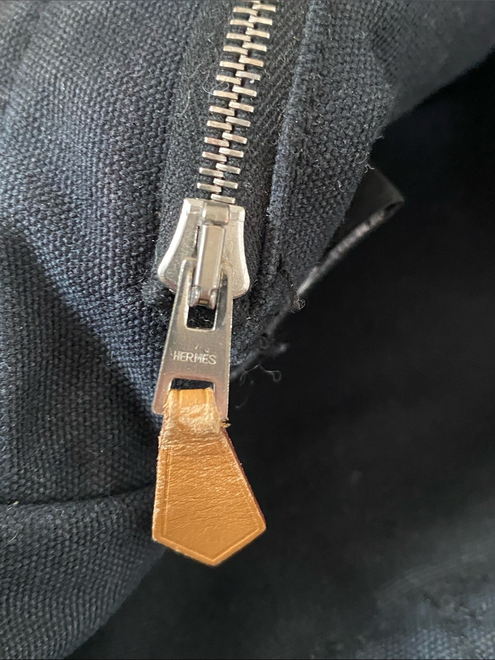 Authentic Hermès Fourre-Tout Tote Cotton Canvas | Washed Black + Grey - Picture 9 of 13